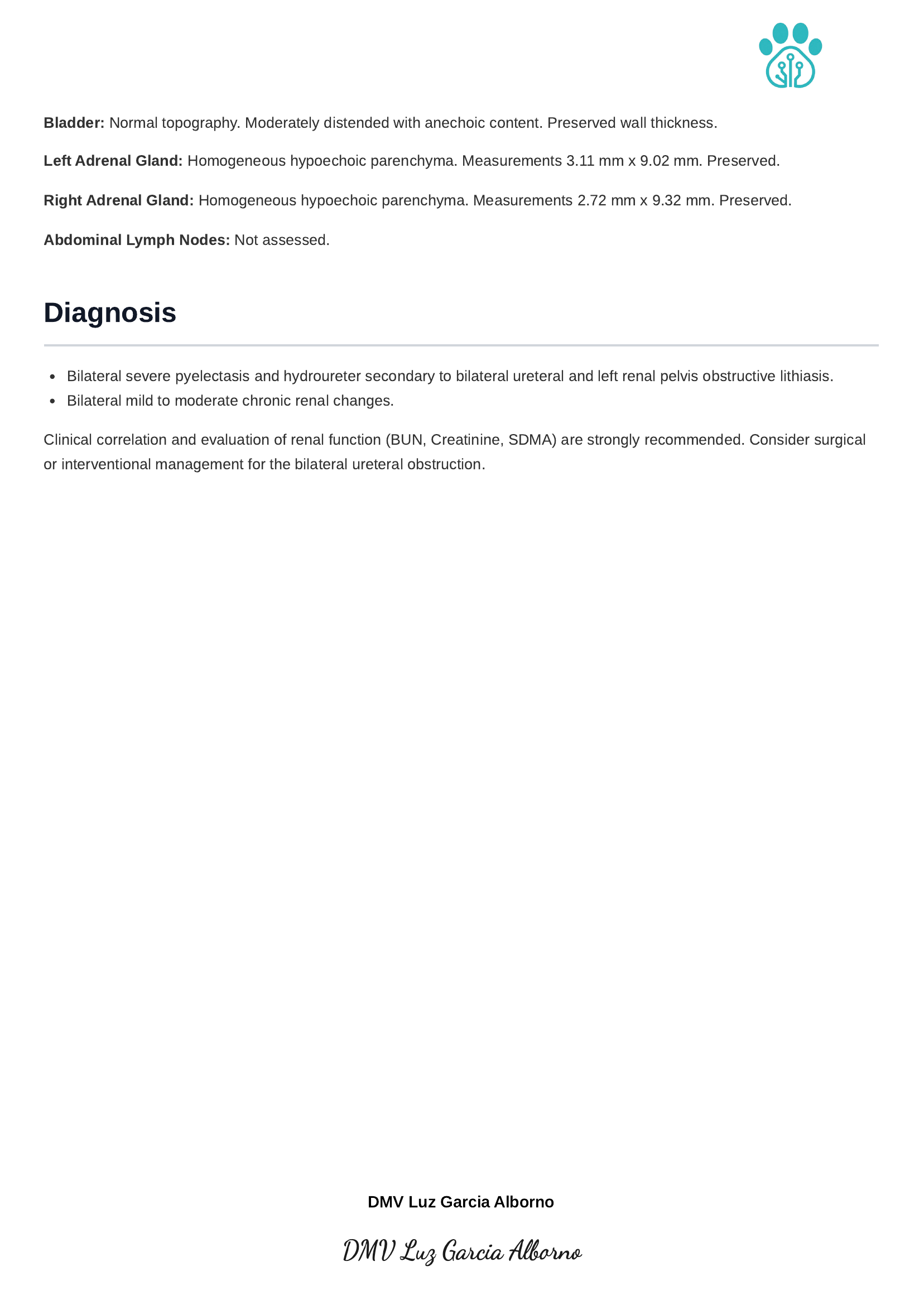 Ultrasound report page 2 of 6