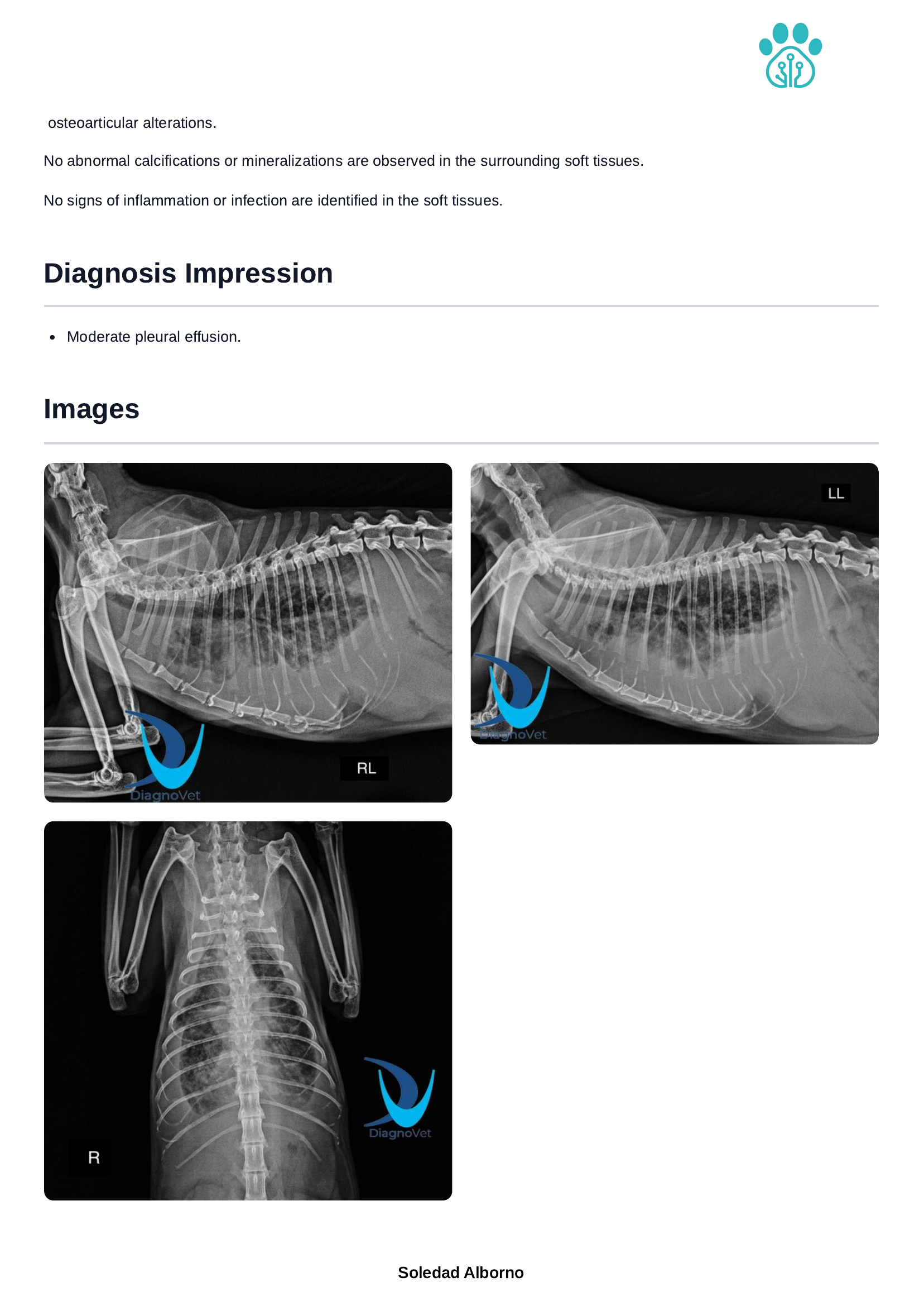X-ray report page 2 of 2